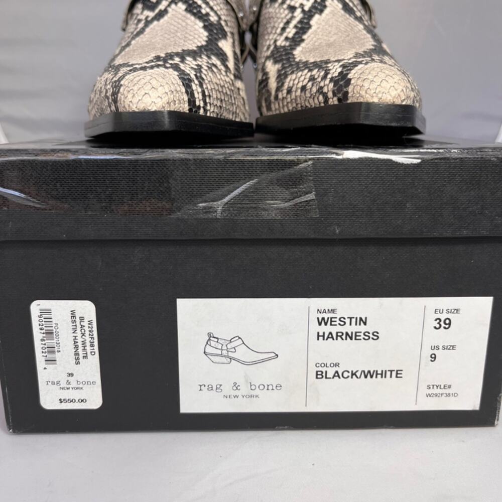 Rag & Bone Westin Harness leather Ankle Boots black/white Sz EU-39 +Runs Small+ - Picture 8 of 16